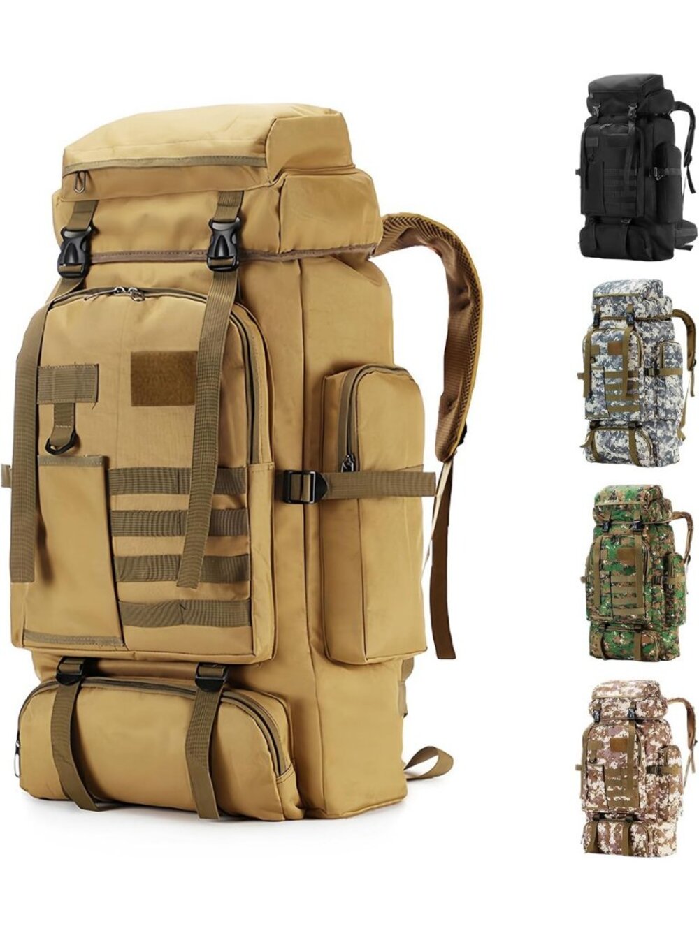 80L Waterproof Tactical Hiking Backpack for Men & Women | Large Molle Rucksack